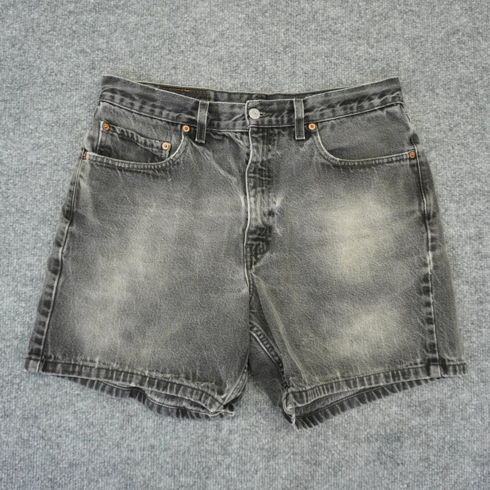 Vintage Levi's 550 Denim Shorts Women 34 Black Relaxed Fit Faded Y2K High Rise